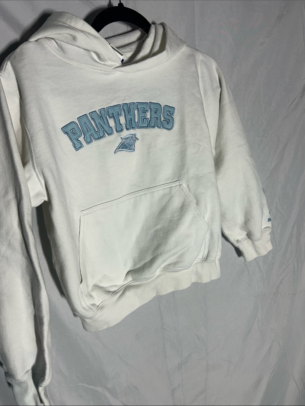 Reebok White Hoodie with Light Blue Panthers Logo
